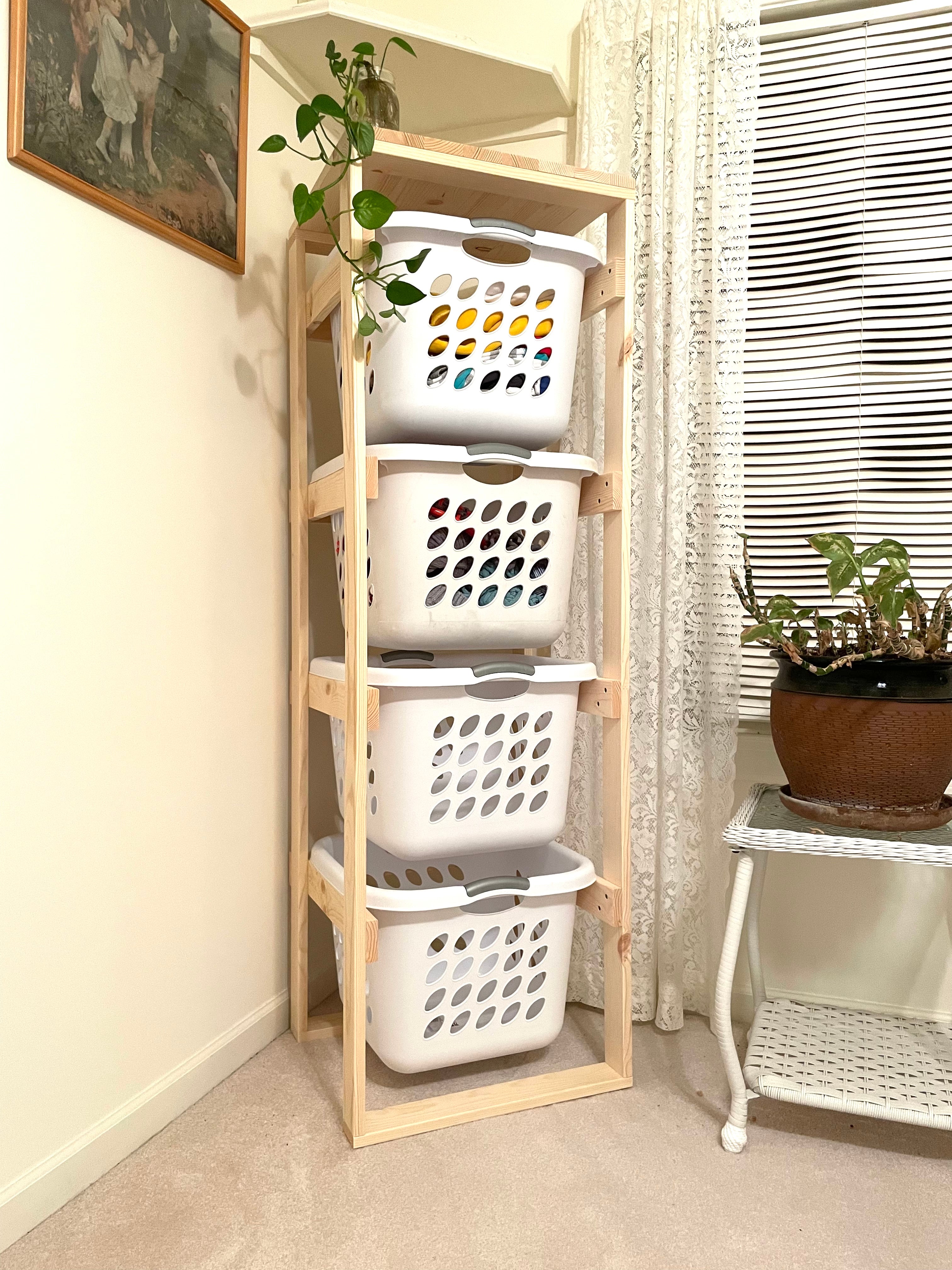 DIY Laundry Basket Organizer (Built In)