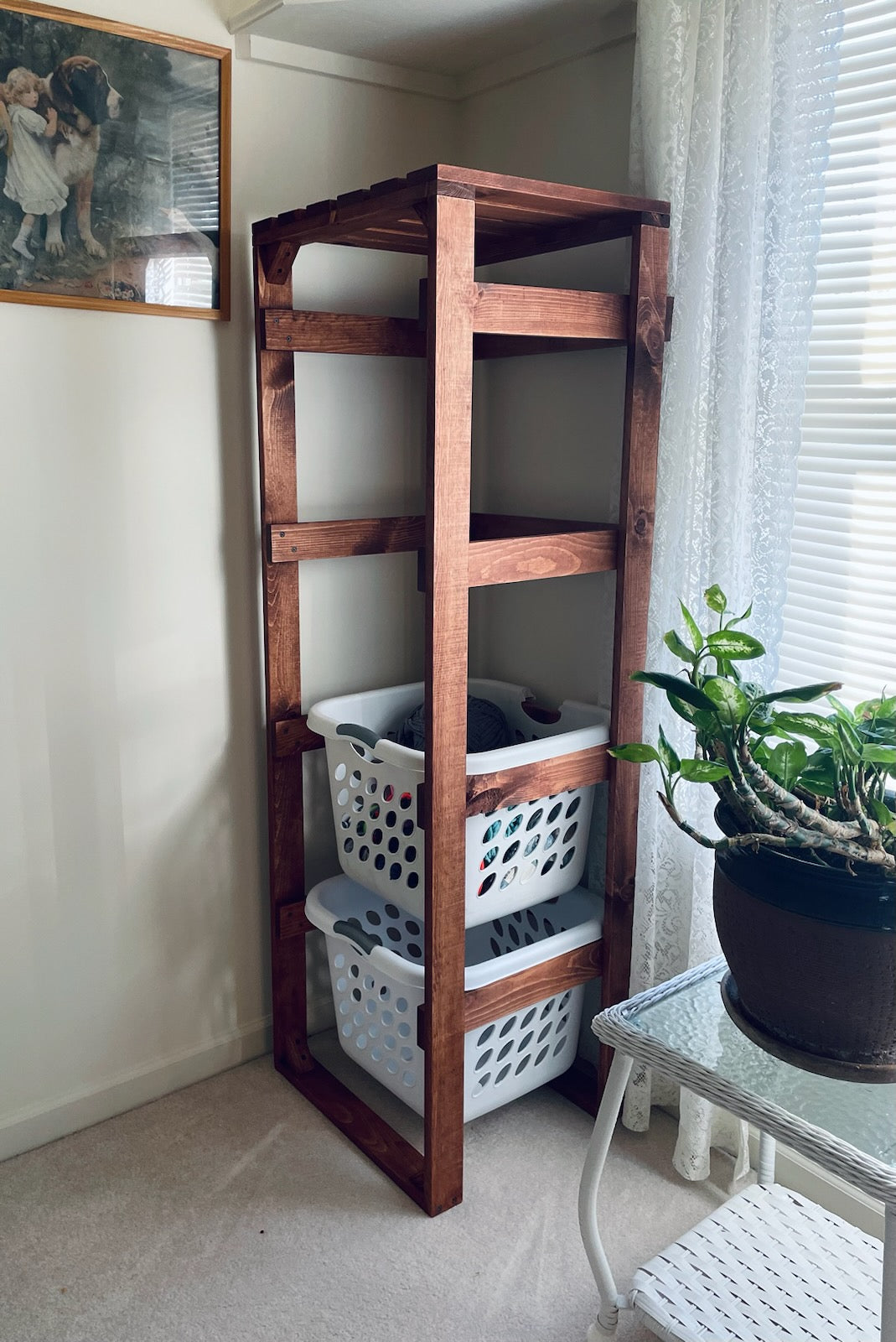 4 Tier Laundry Basket Holder (1.5 Bushel)