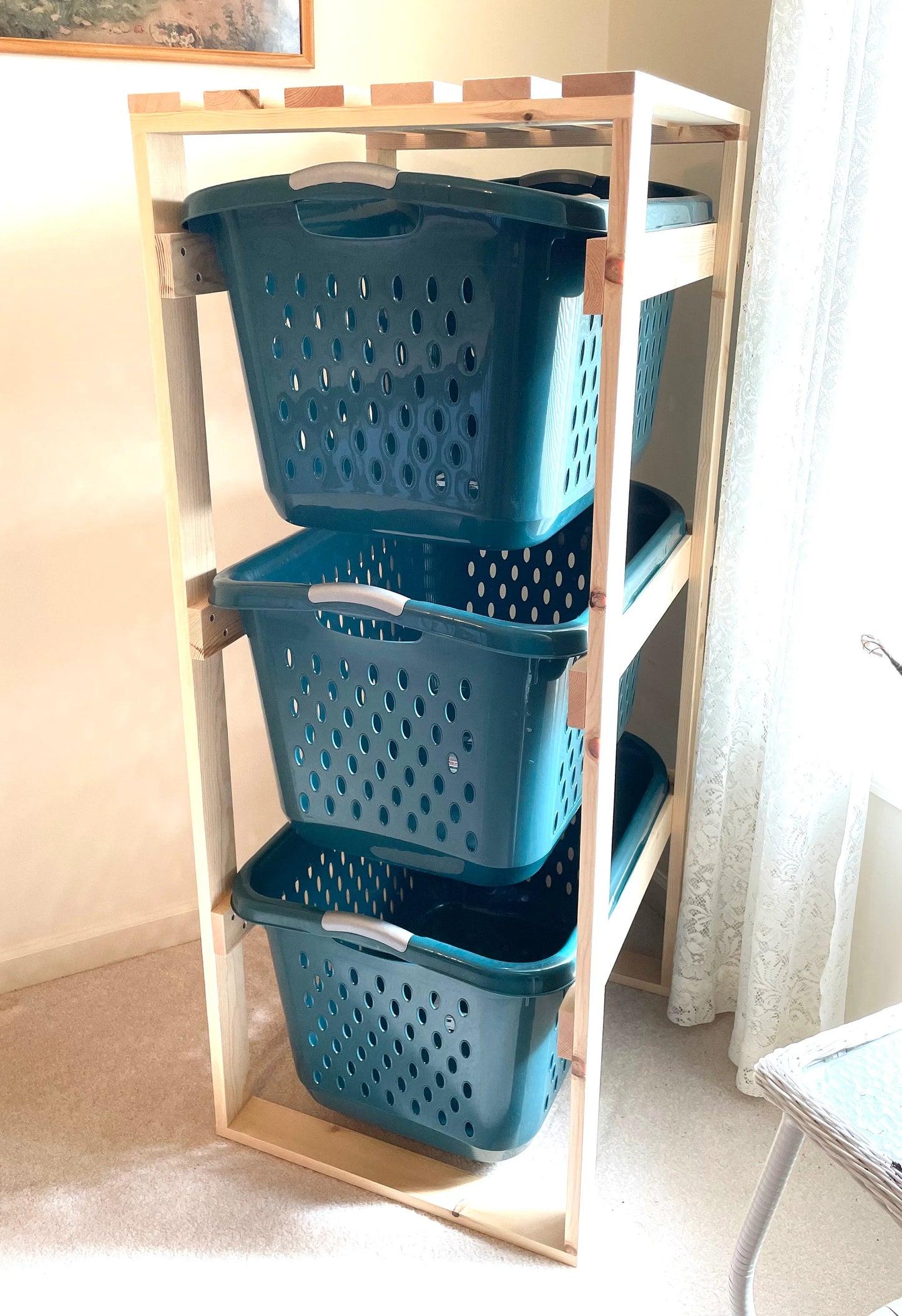 Laundry Basket Holder Storage Shelf (2.7 Bushel)