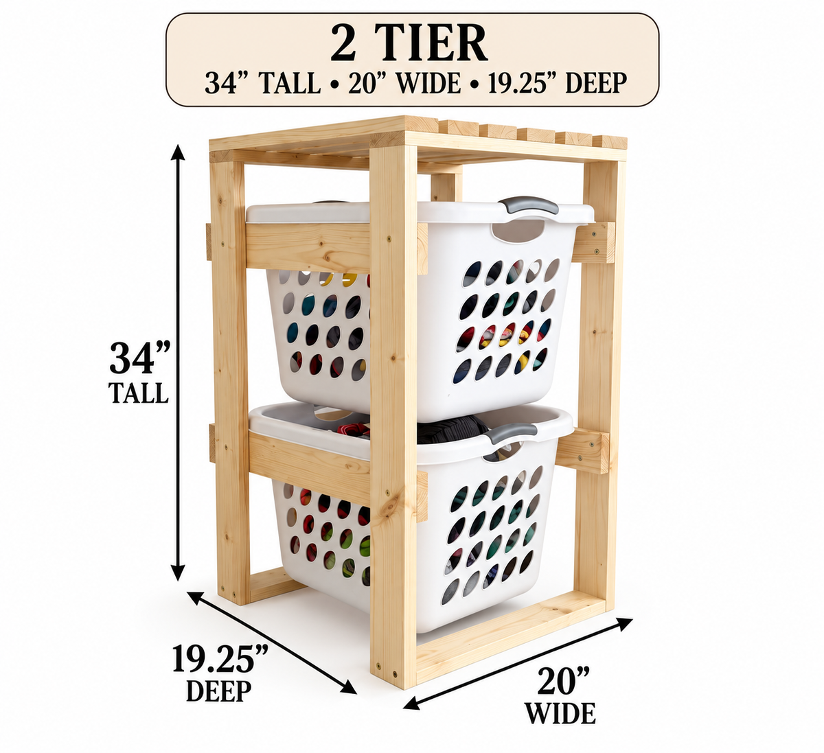 2 Tier Laundry Basket Holder (1.5 Bushel)
