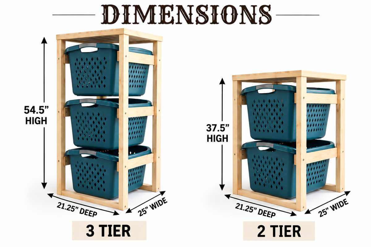 Laundry Basket Holder Storage Shelf (2.7 Bushel)