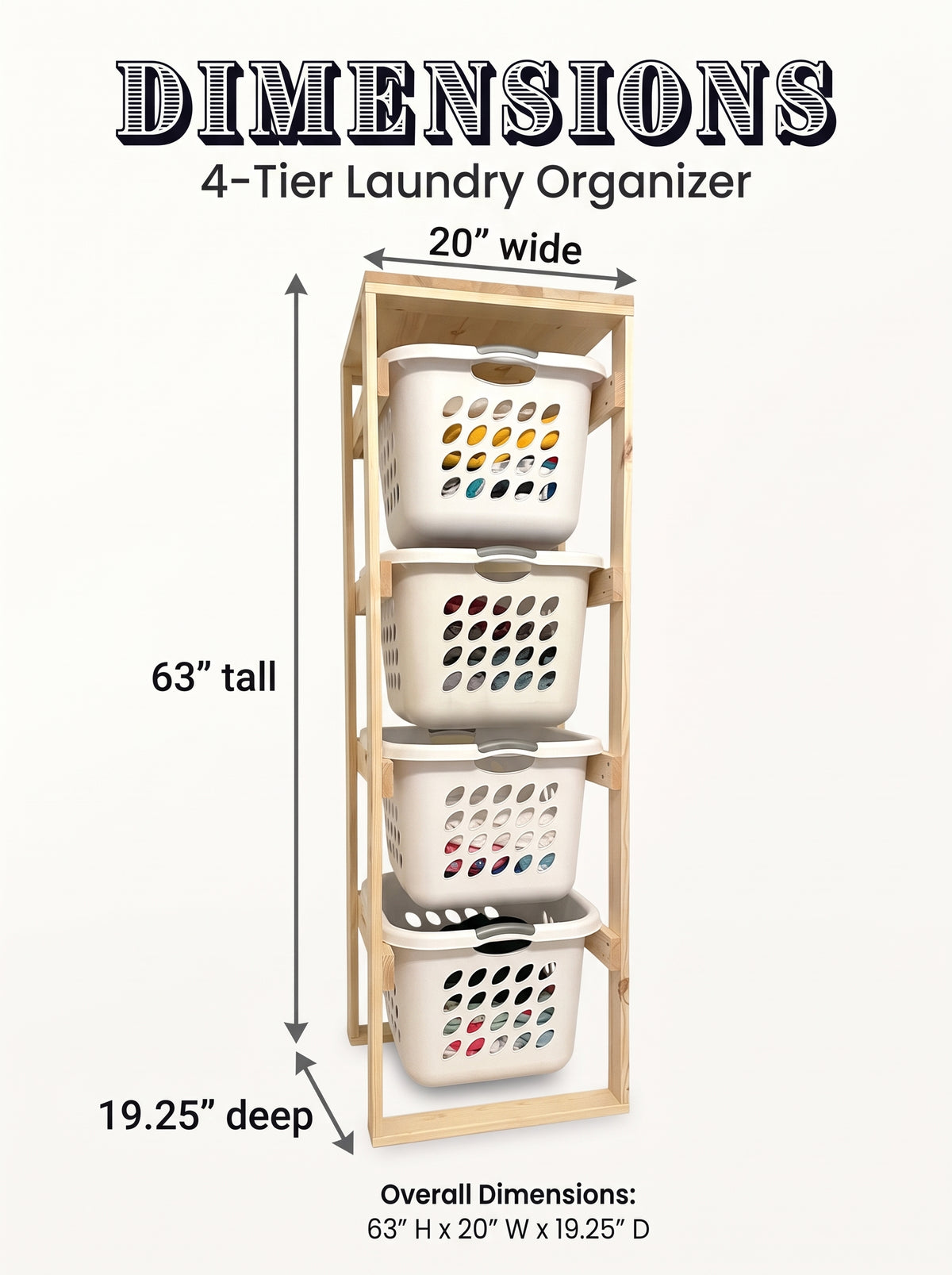 4 Tier Laundry Basket Holder (1.5 Bushel)